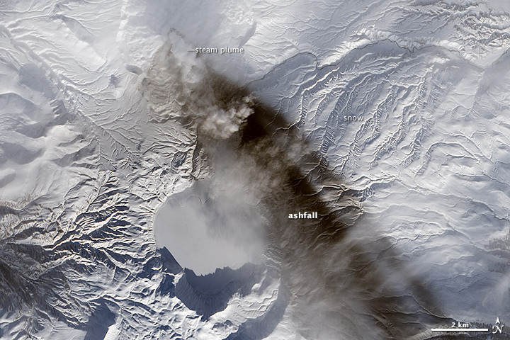 Ashfall from Karymsky Volcano