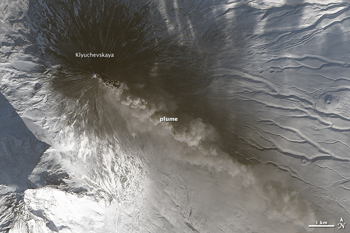 Plume and Ashfall at Klyuchevskaya