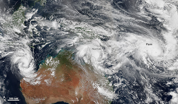 Three Cyclones Churn Off Australia