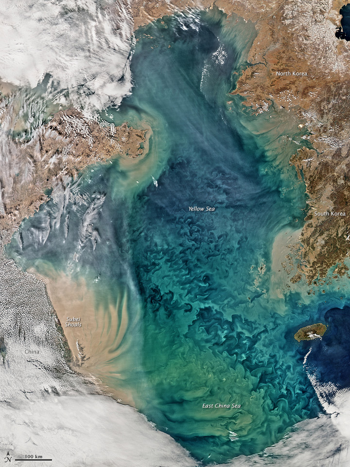Swirls of Color in the Yellow Sea