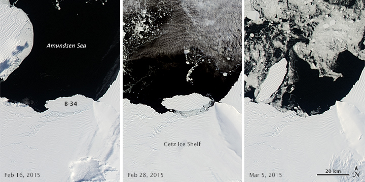 Iceberg B-34 Makes Its Debut off Antarctica