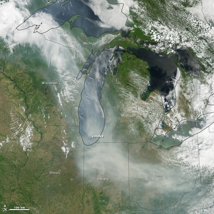 See a satellite view of wildfire smoke from Canada across the U.S.