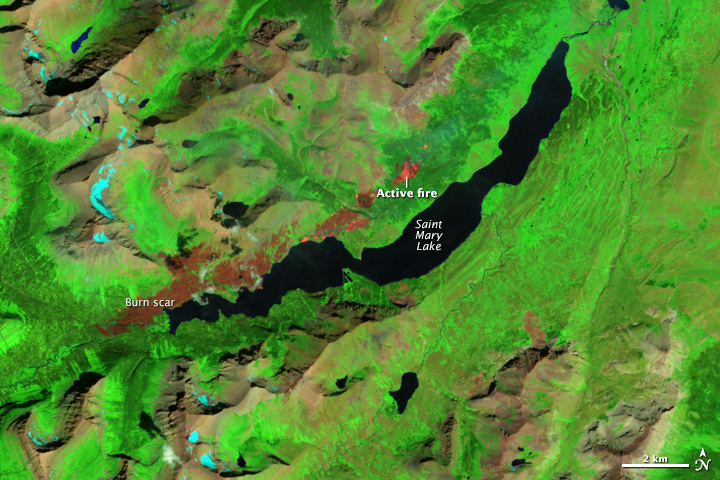 Fire and Burn Scar in Glacier National Park