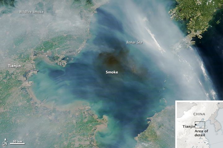 Smoke over the Bohai Sea