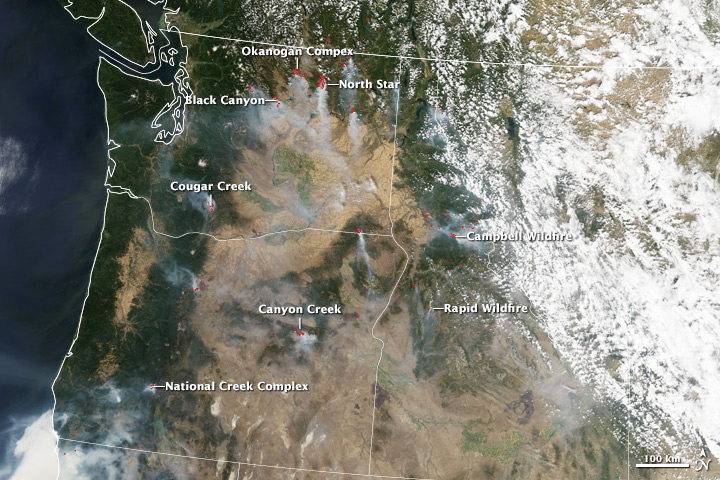 Fires at Night in the U.S. Northwest 