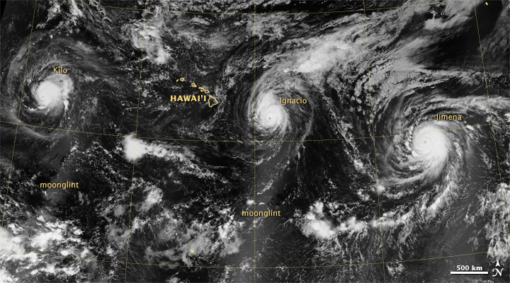 Trio of Hurricanes Over the Pacific Ocean - related image preview