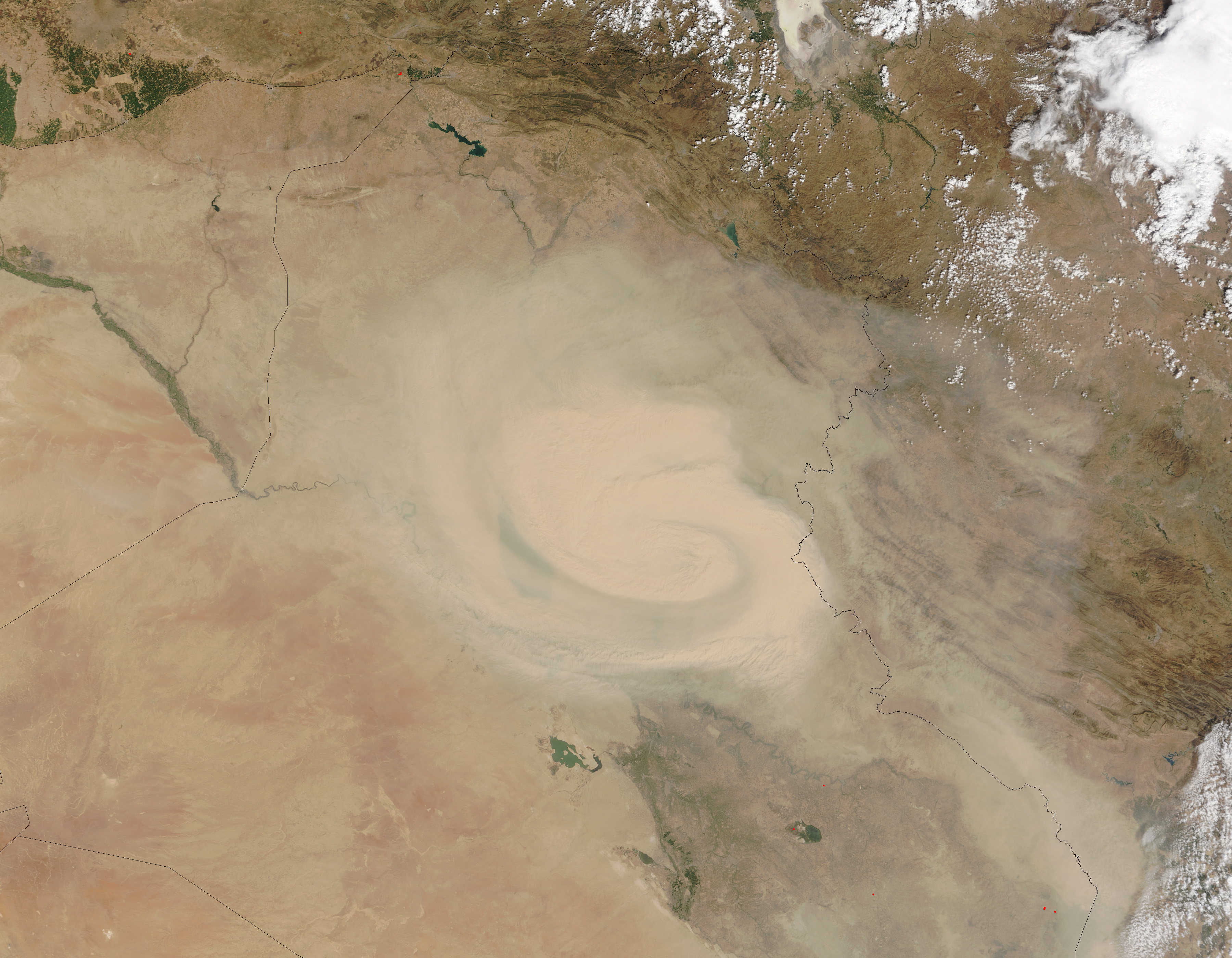 color sandstorm Hazards Dust Iran Natural Marches : and Iraq Across