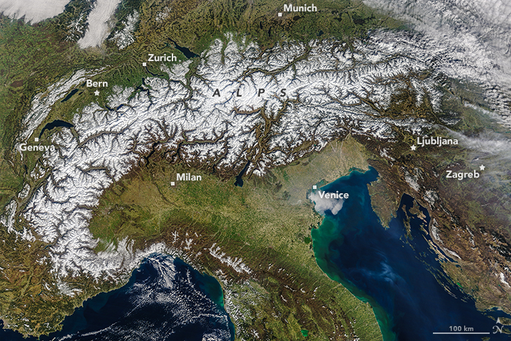 Spring Snow Cover in The Alps