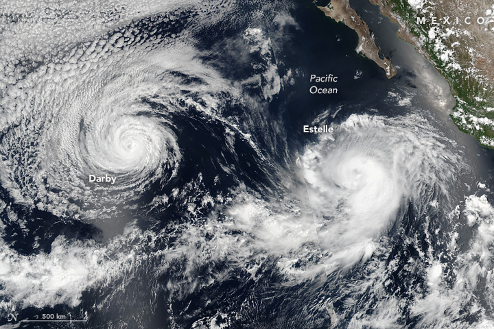 Hurricane Darby and Tropical Storm Estelle in the Eastern Pacific