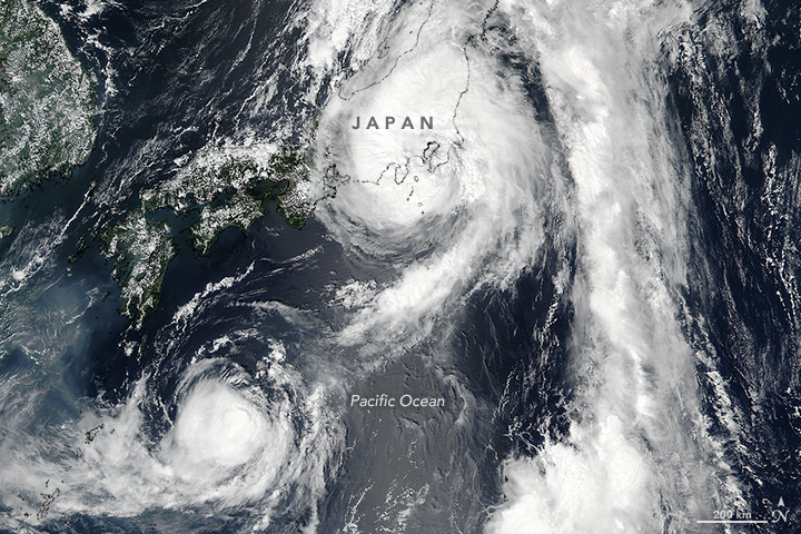 Typhoon Mindulle over Japan