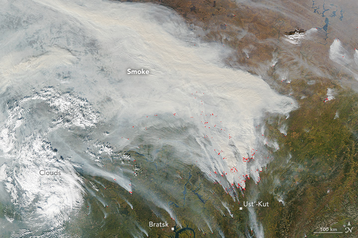 Smoke and Fires in Central Russia