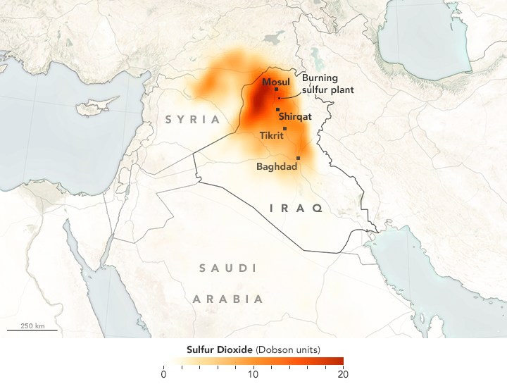 Sulfur Dioxide Spreads Over Iraq