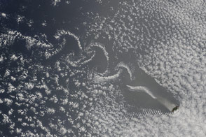 Cloud Wakes on the Lee Side of St. Helena Island 