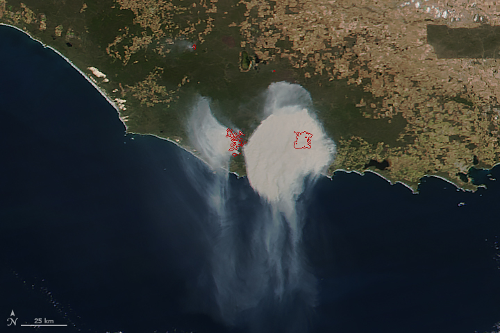 Round Smoke Plume Rises Above Australian Coast