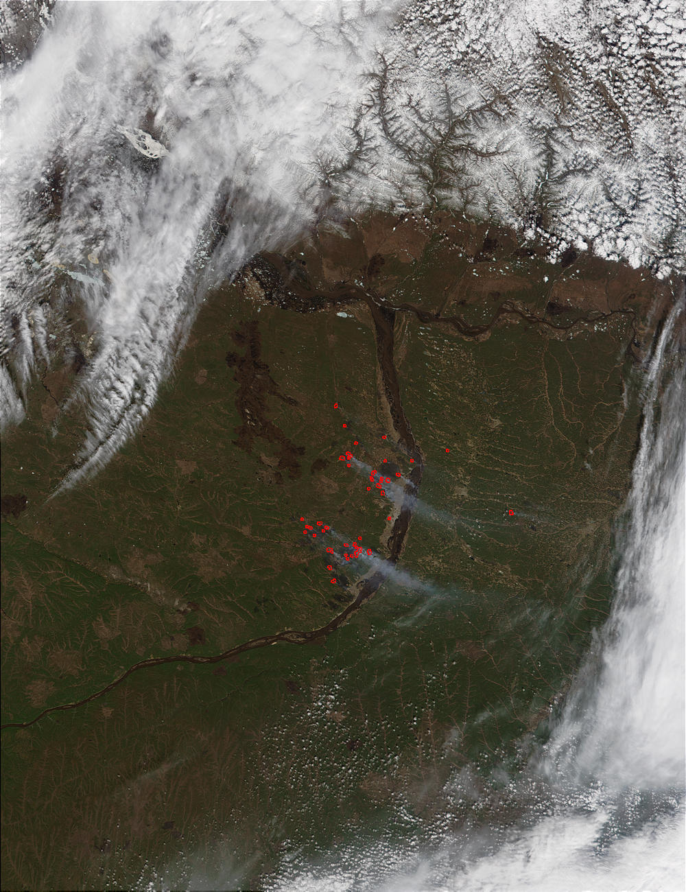 Fires along Lena River near Yakutsk - related image preview