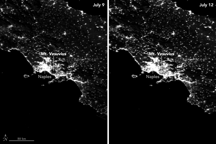 Fires Light Up Mount Vesuvius