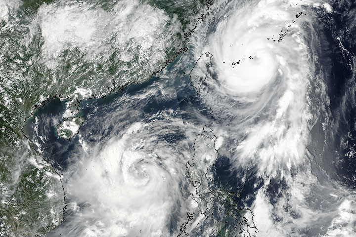 Two Cyclones Stir Up Asian Waters