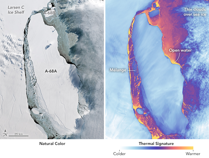 Iceberg A-68 en 2017 7 en 2018