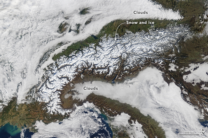 Snow and Clouds around the Alps - related image preview