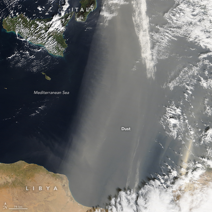 Dust Storm Over the Mediterranean Sea