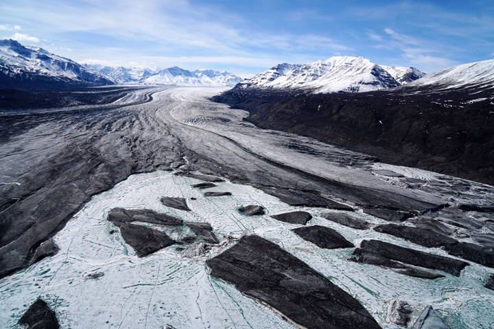 Dirty, Crevassed Glaciers in Alaska 