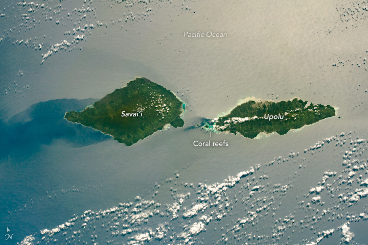 Savai‘i and Upolu in Sunglint