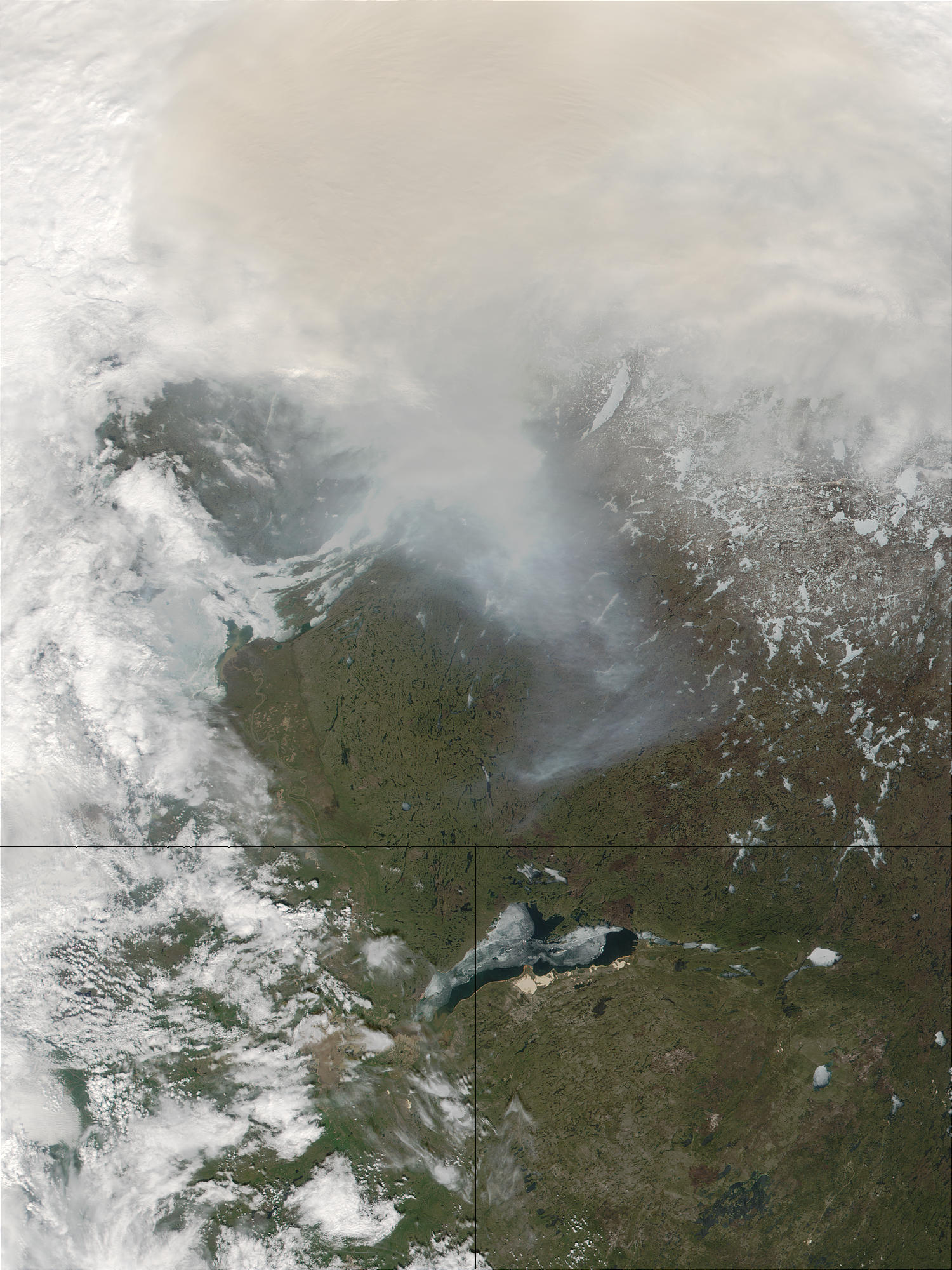 Lake Athabasca, and smoke from fires in Alberta, Canada - related image preview