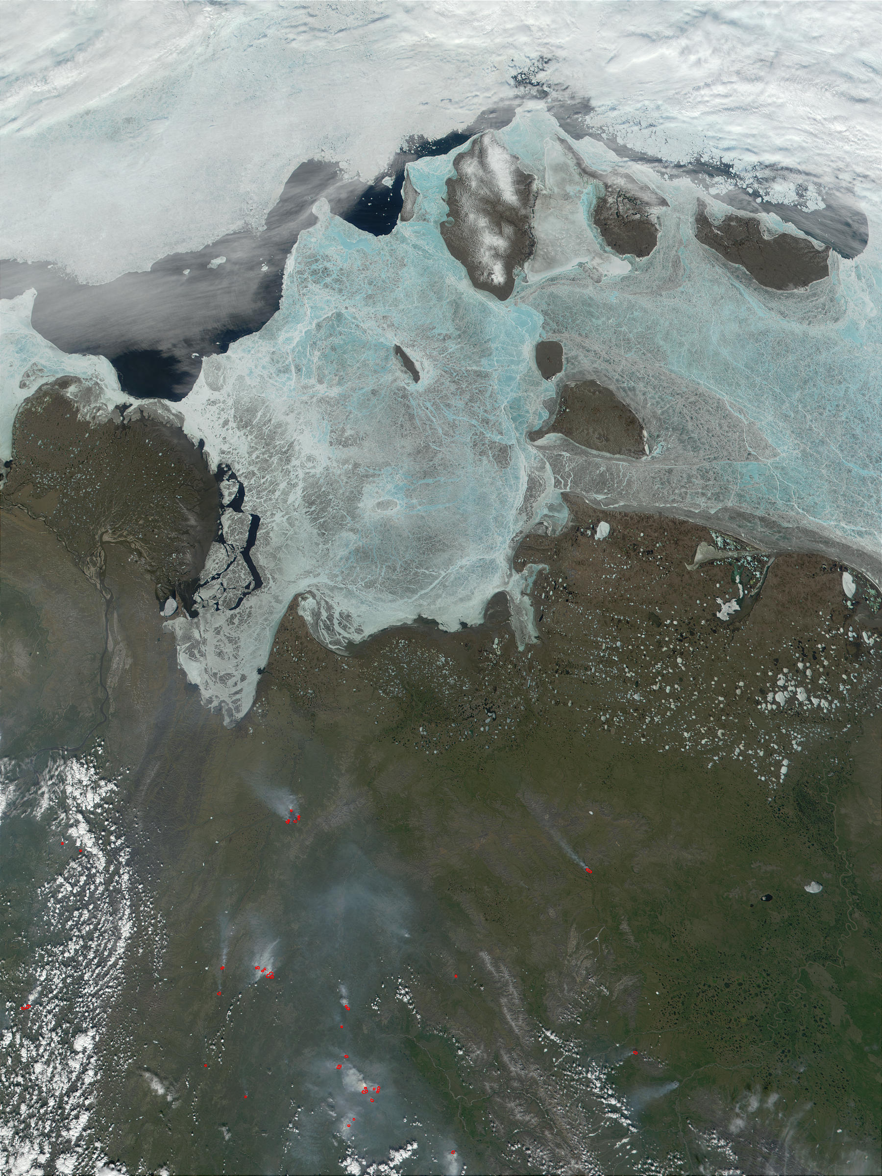Fires in Siberia near the Delta of the Lena River - related image preview