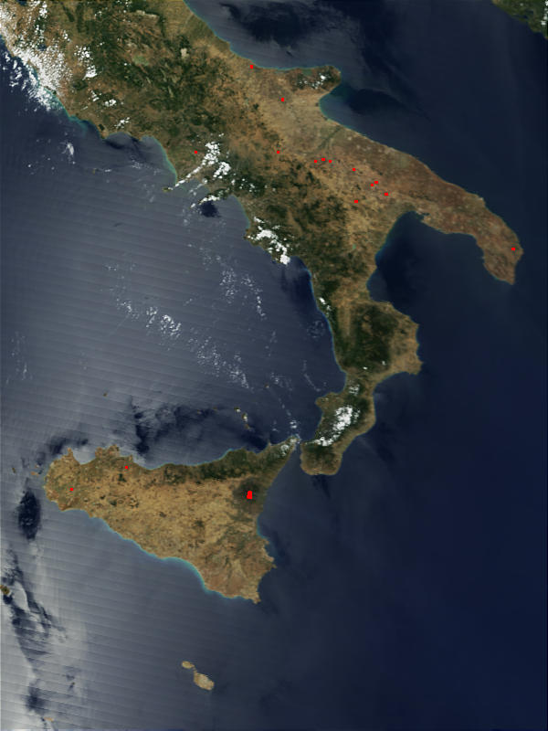 Fires in Southern Italy, and lava flow from Mount Etna in eruption in Sicily - related image preview