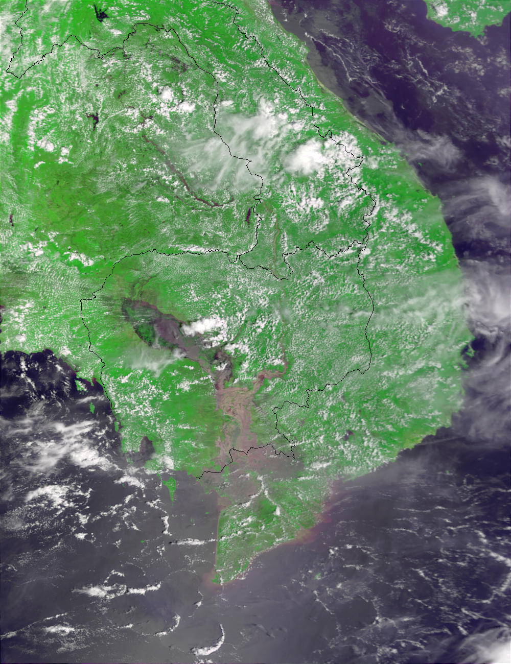 Flooding of the Mekong in Vietnam and Cambodia (false color - bands 1, 2, 3 in R, G, B) - related image preview