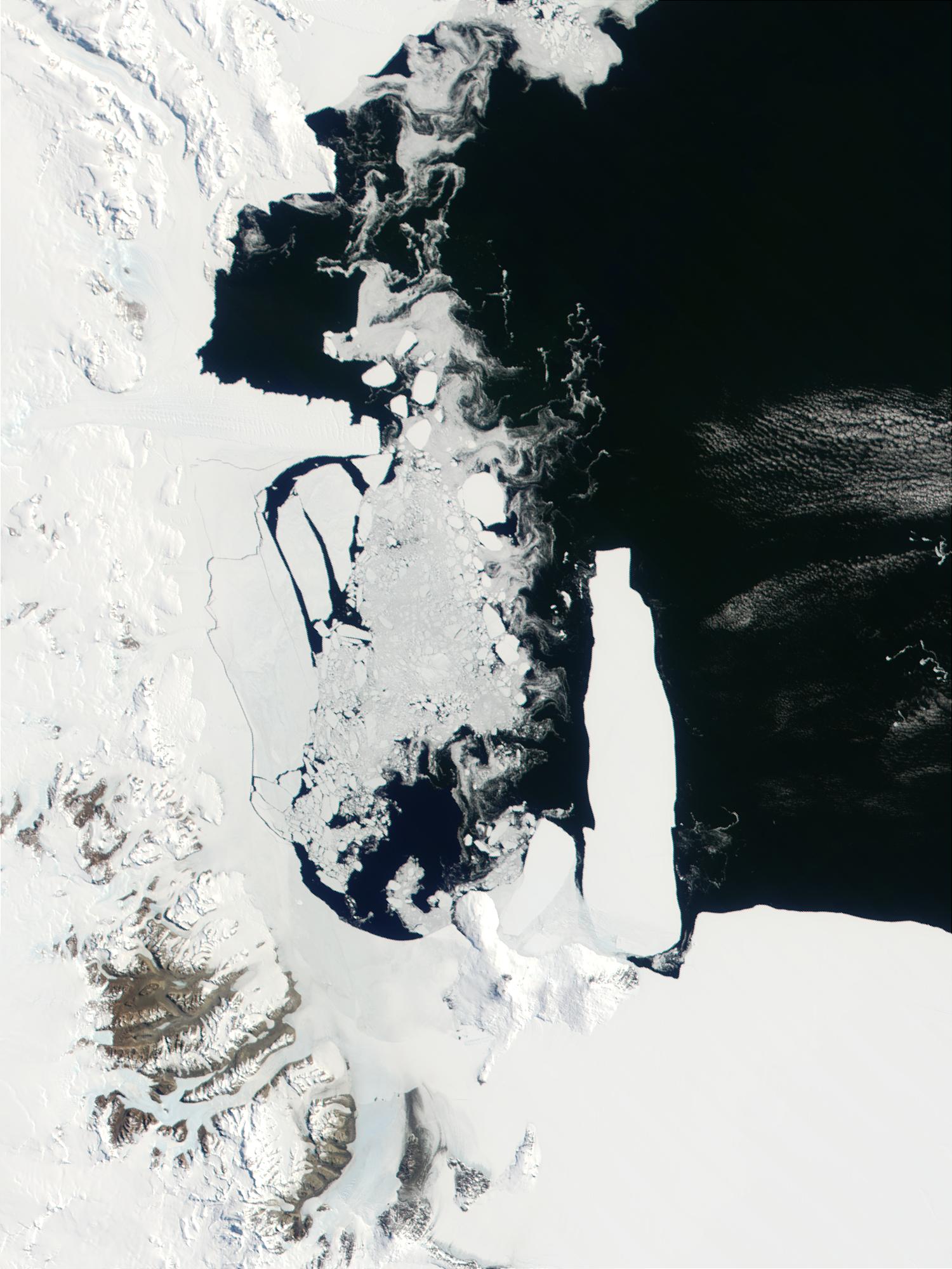 Sea ice breaking away in Ross Sea, Antarctica