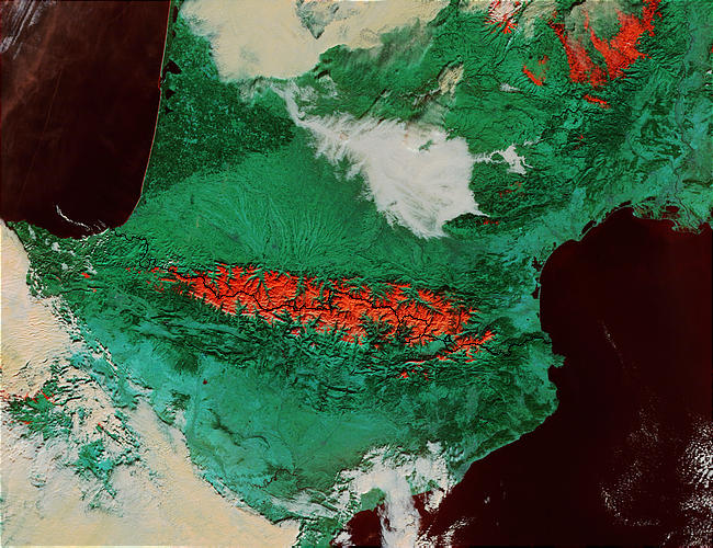 The Pyrenees and Southwestern France (false color) - related image preview