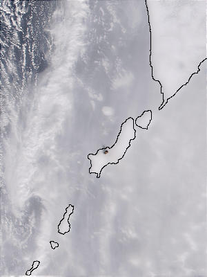 Ash plume rising from Chikurachki Volcano, Kuril Islands, Russia - related image preview