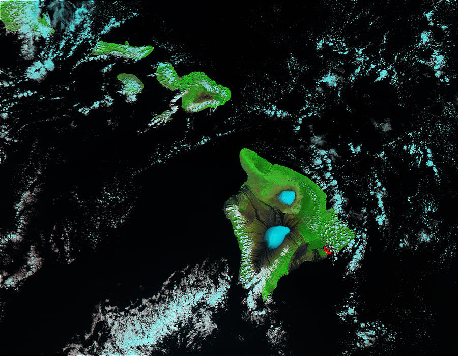 Snow on Mauna Kea and Mauna Loa, Hawaii (false color) - related image preview