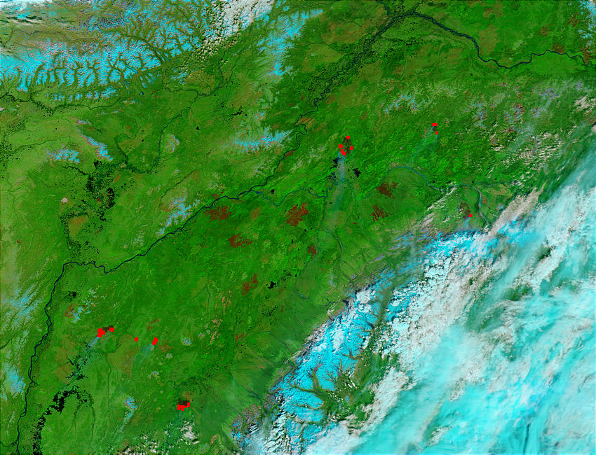 Fires and burn scars in Central Alaska (false color) - related image preview