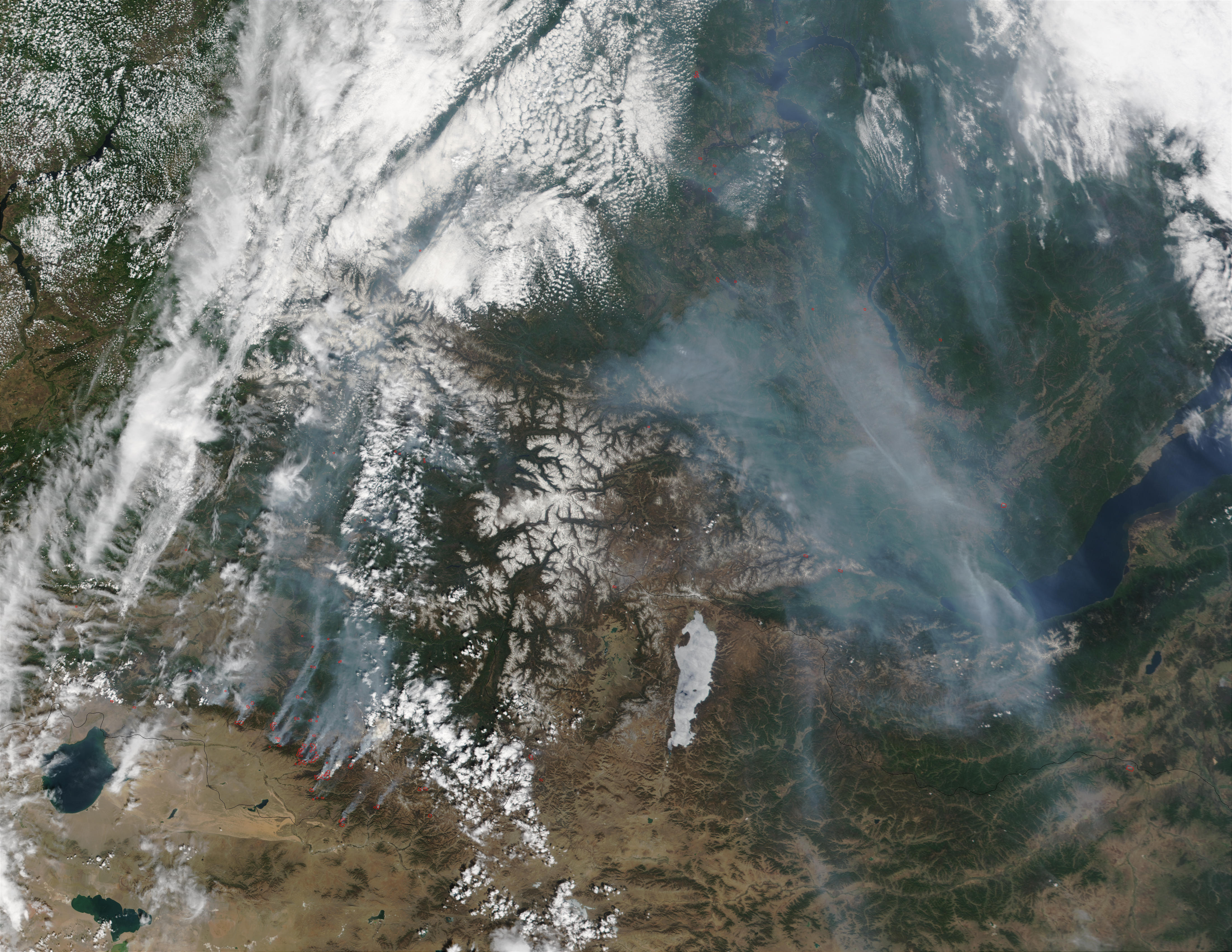 Fires and smoke south of Krasnoyarsk and near Irkutsk, Russia - related image preview