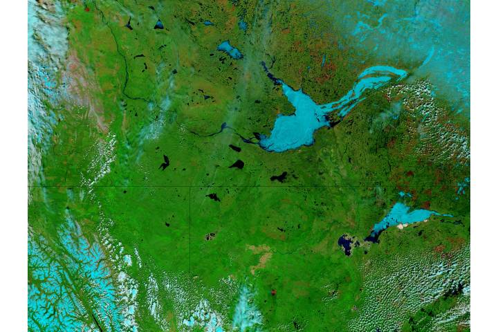 Great Slave Lake and Lake Athabasca, Canada (false color)