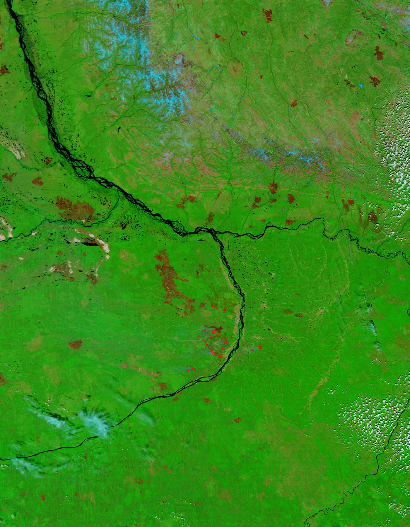 Fires near Yakutsk, Russia (false color) - related image preview