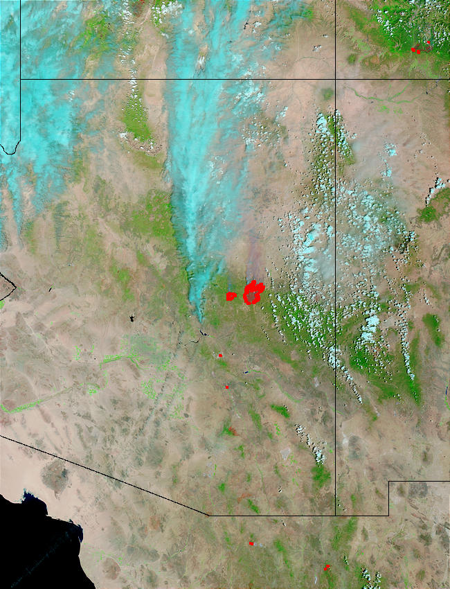 Rodeo and Chediski Fires, Arizona (false color) (Input Direct Broadcast L1B data courtesy SSEC) - related image preview