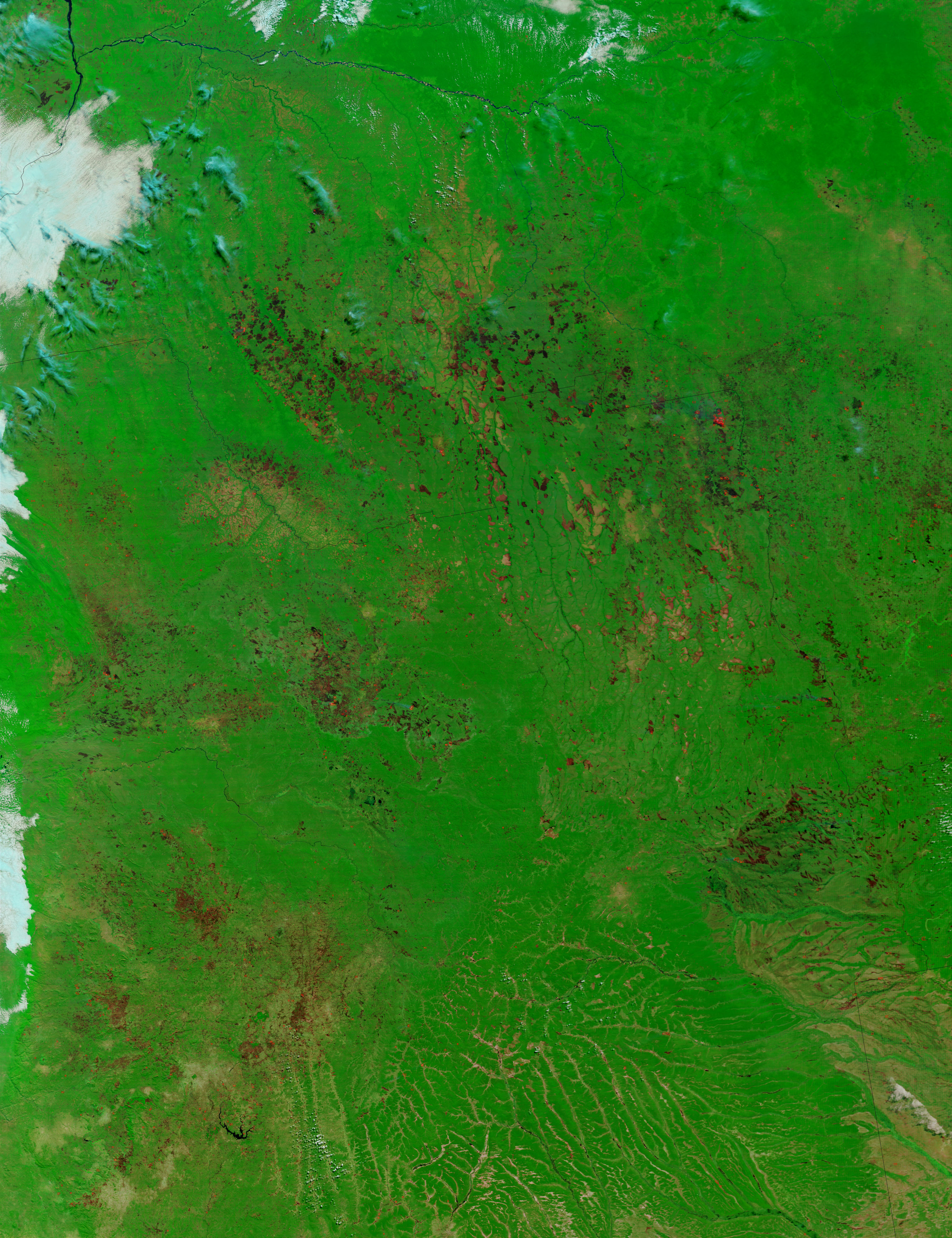 Fires in Angola and Democratic Republic of the Congo (false color) - related image preview