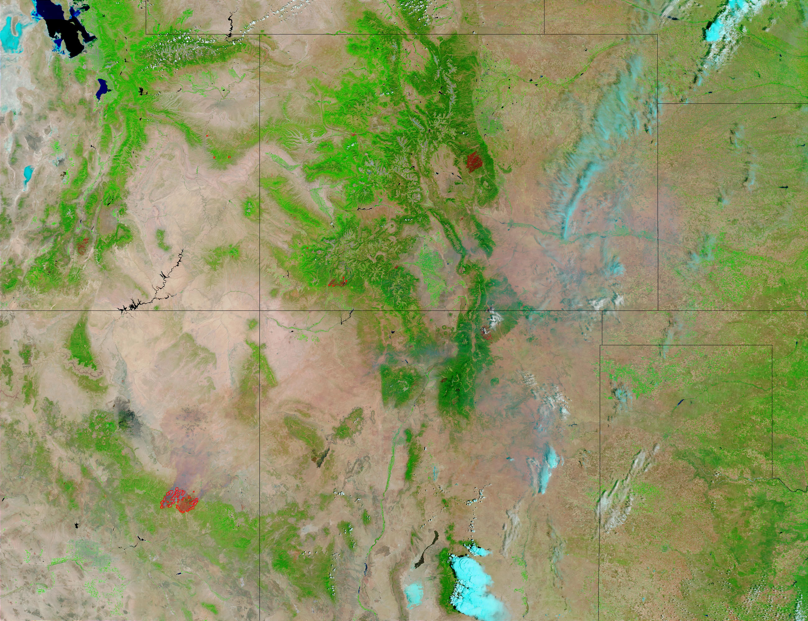 Rodeo and Chediski Fires, Arizona (false color) - related image preview