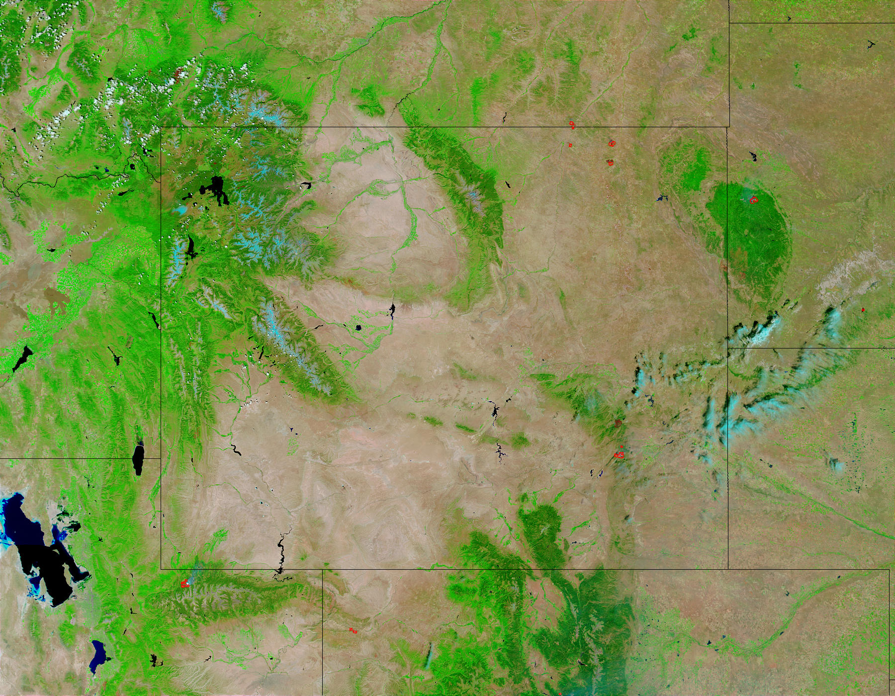 Wildfires in Wyoming and South Dakota (false color) - related image preview