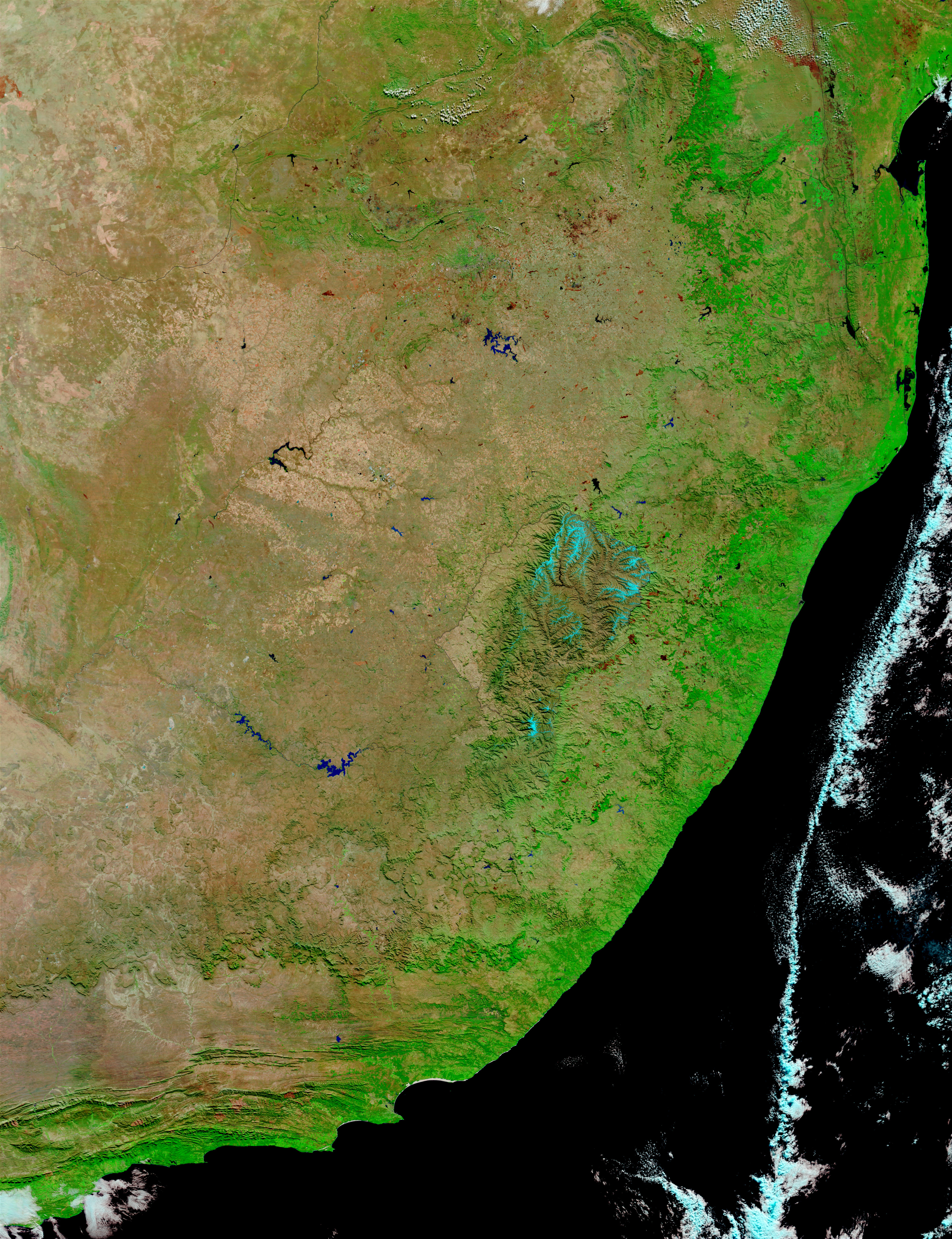 Fires in South Africa, snow in Lesotho (false color) - related image preview