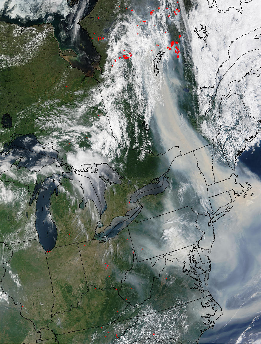 Wildfires in Quebec and smoke over United States East Coast - related image preview