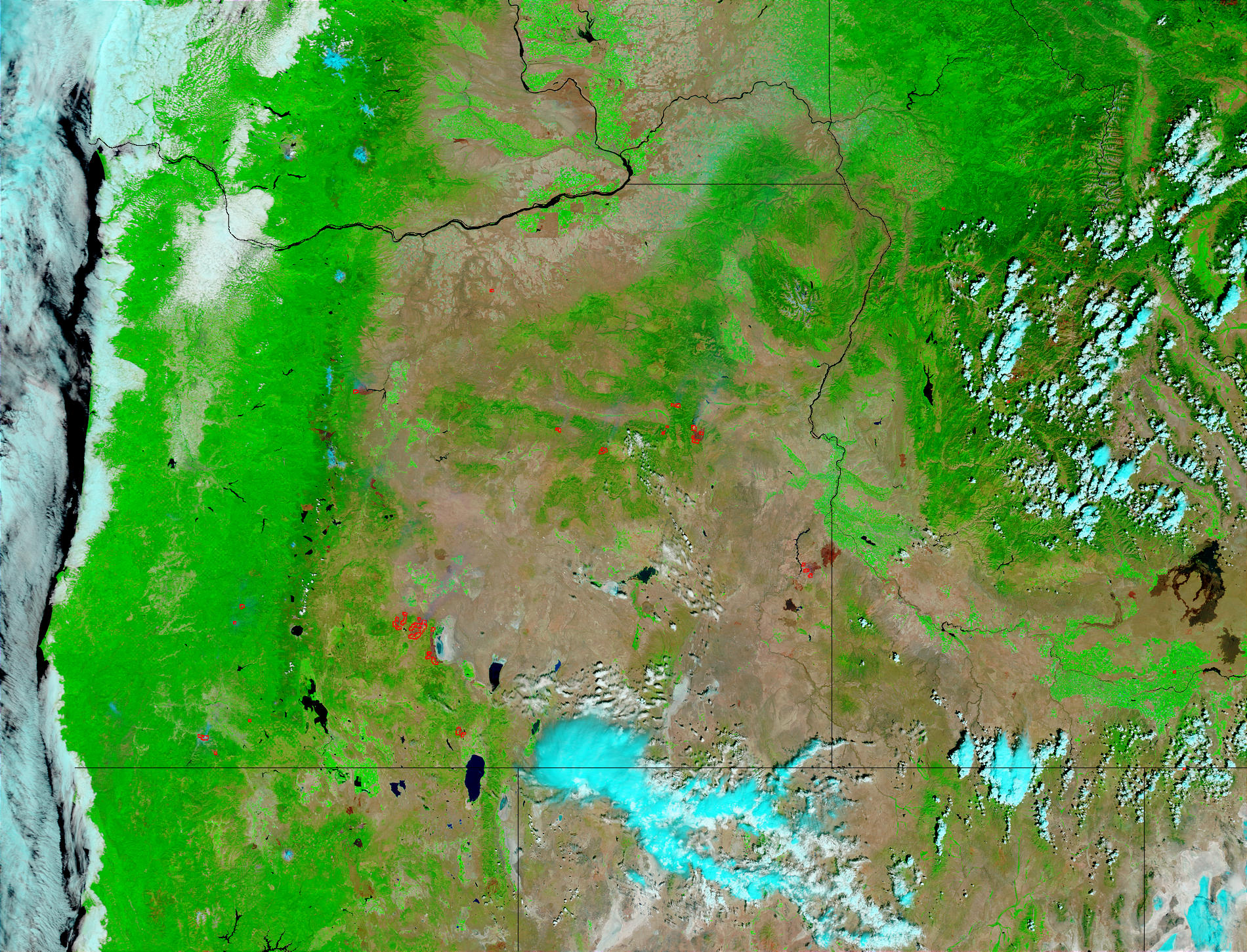 Fires and burn scars in Oregon (false color) - related image preview