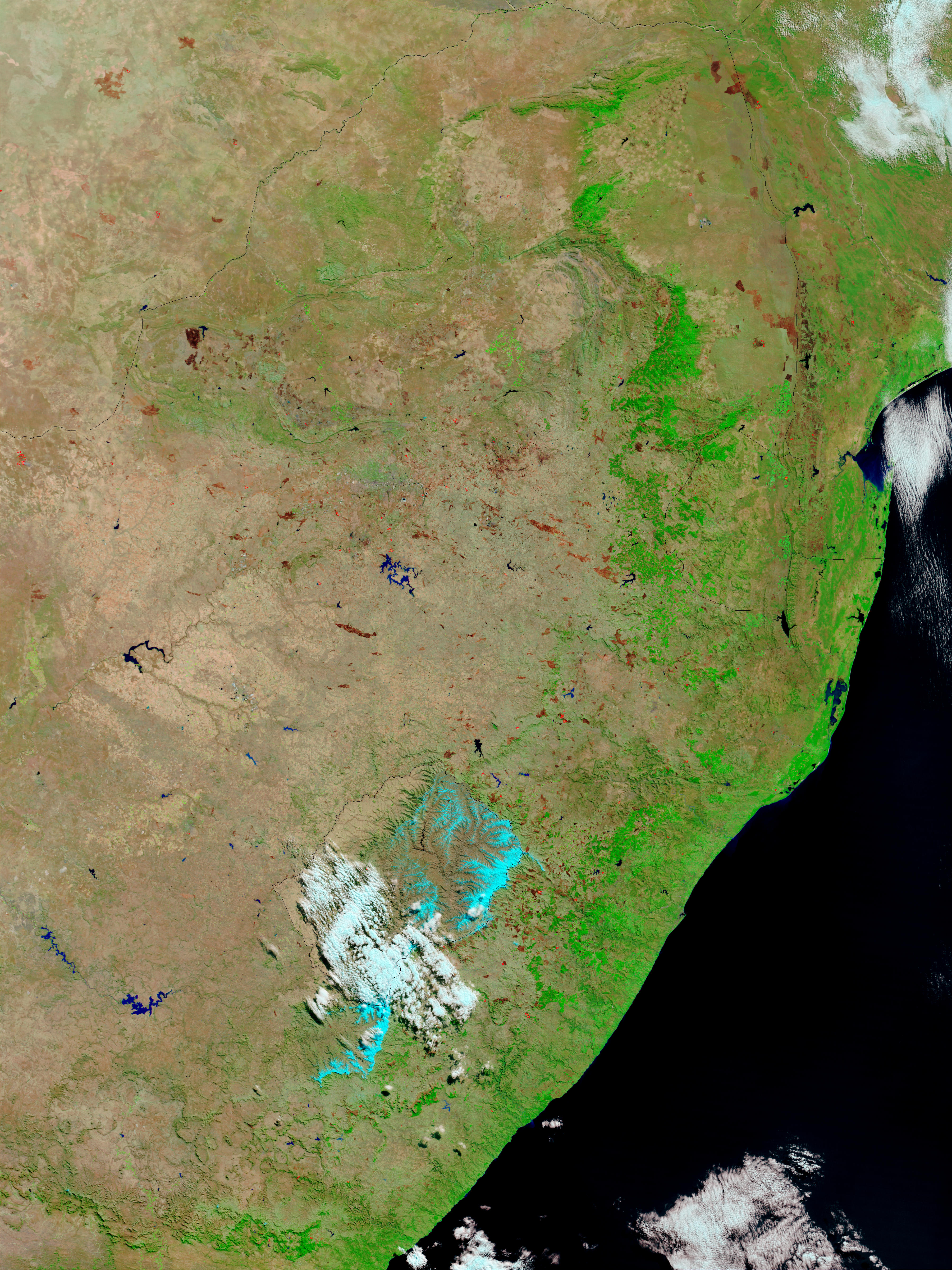 Fires and burn scars in South Africa (false color) - related image preview