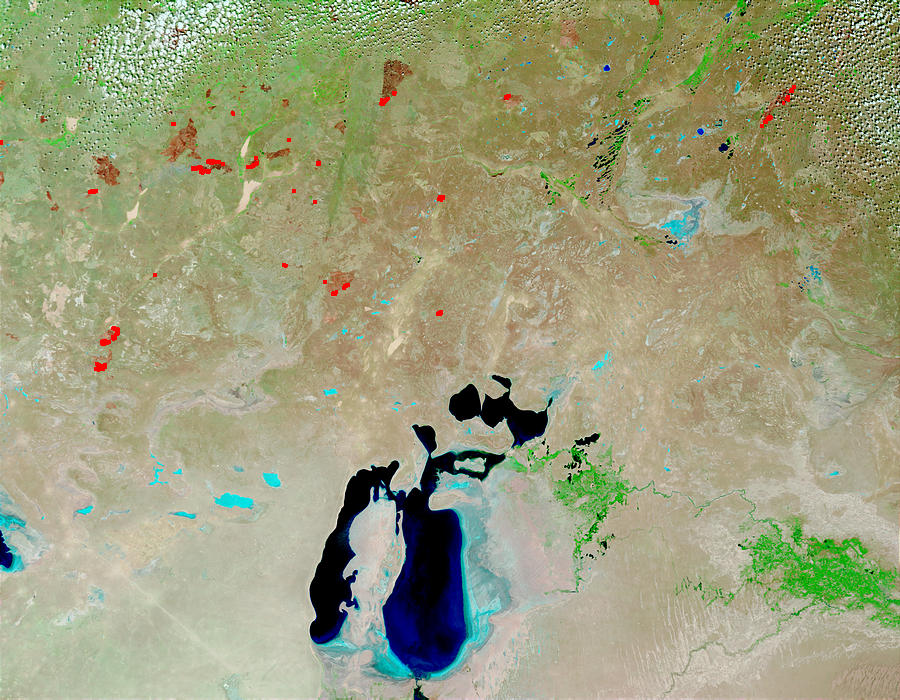 Fires and burn scars in Kazakhstan (false color) - related image preview