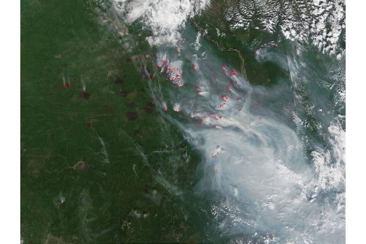 Fires and smoke near Yakutsk, Russia