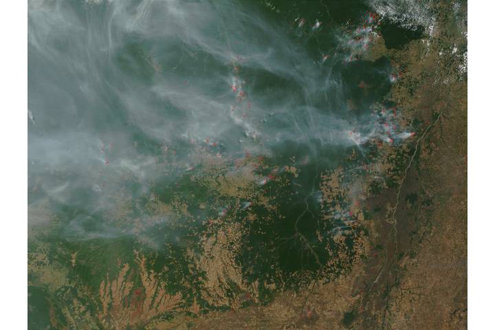 Fires and smoke in Central Brazil