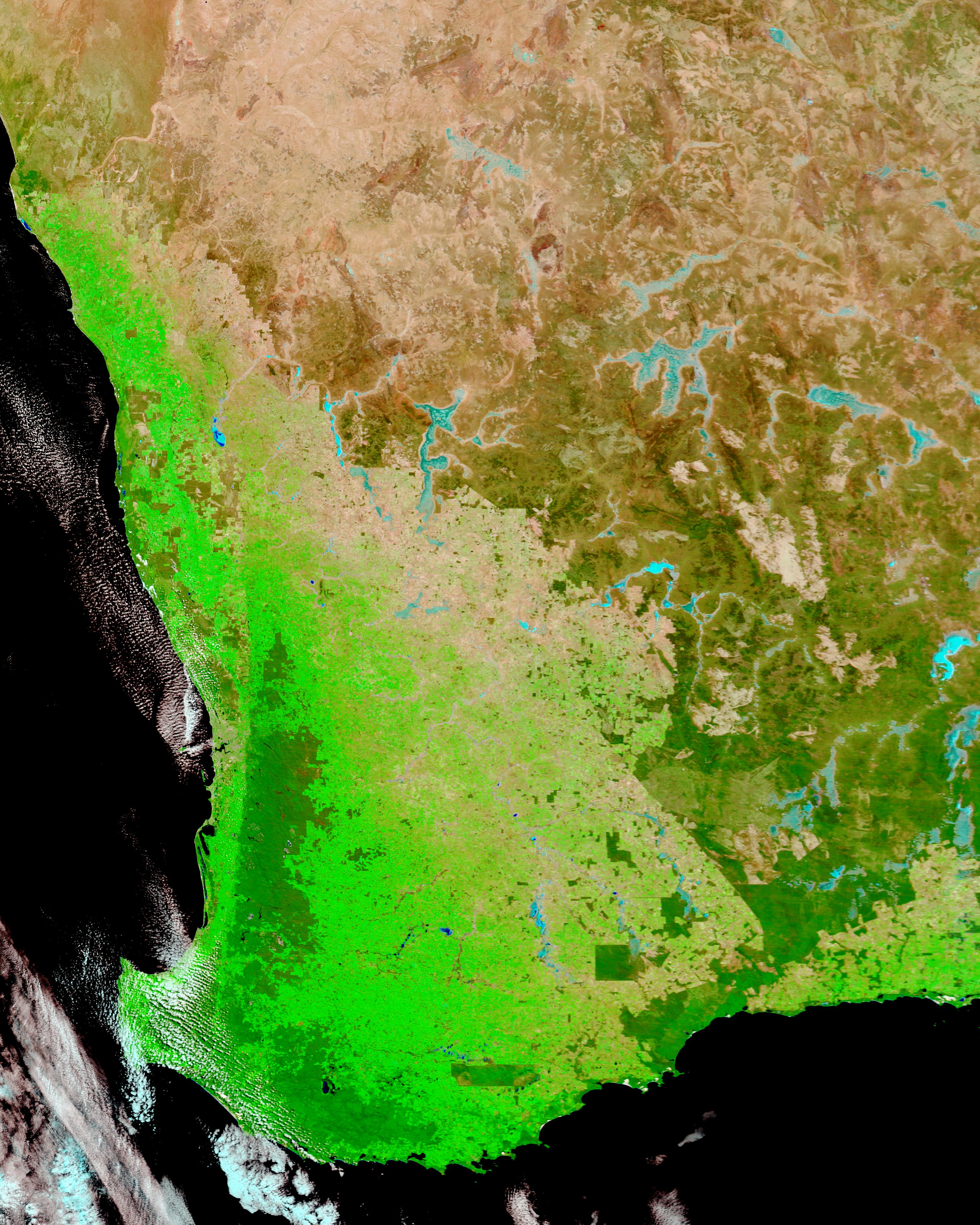 Drought conditions in Southwest Australia (false color) - related image preview